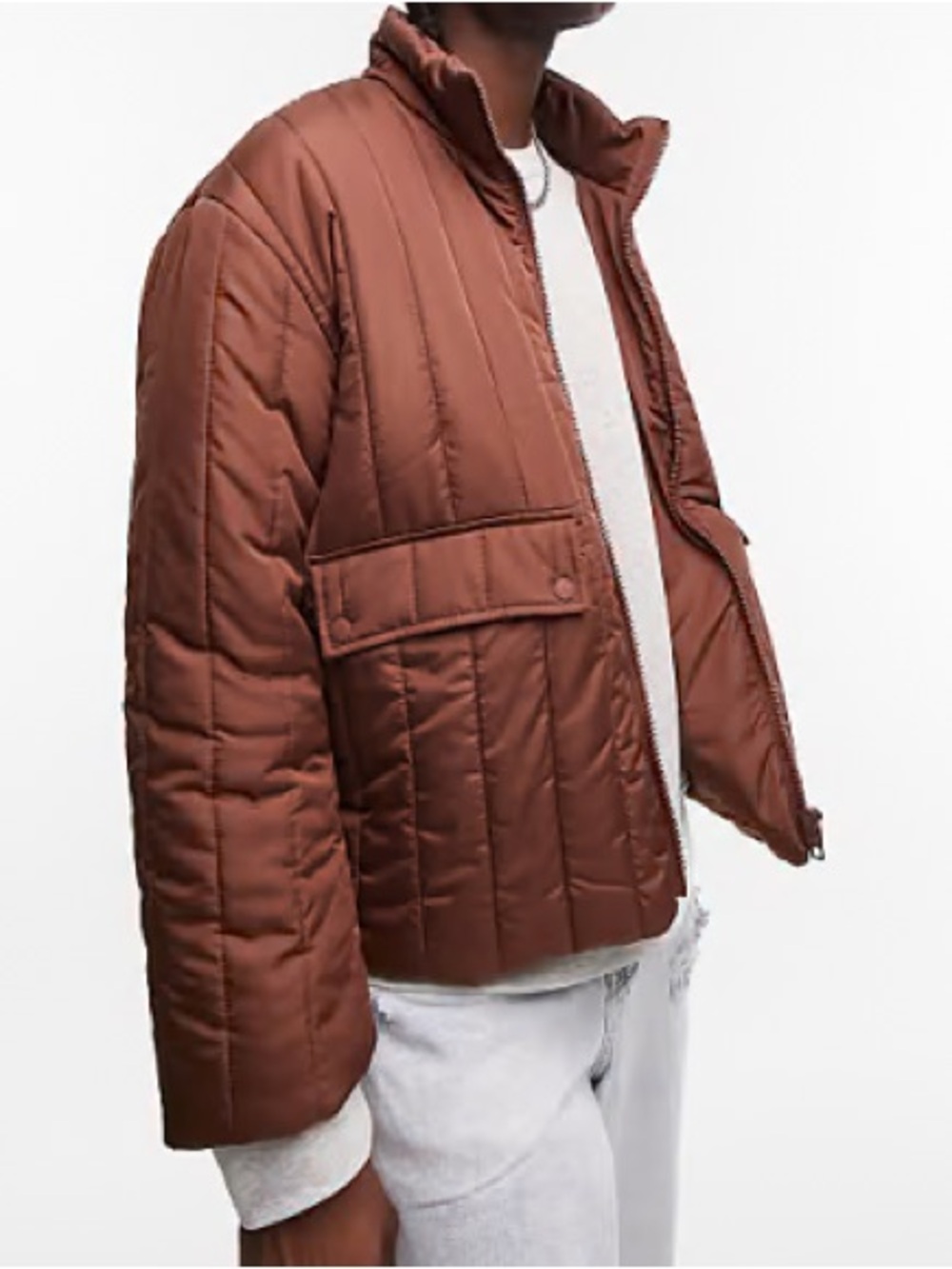 Topman Brown Puffer Jacket, Medium